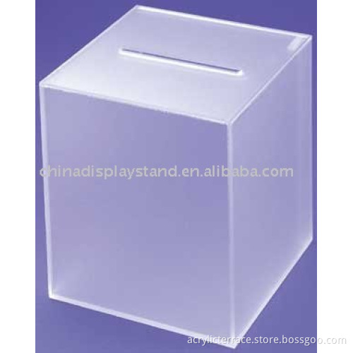 white clear acrylic collection box